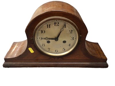 Lot 45 - Three 1930s mantle clocks, a wall clock and a Short & Mason London wall barometer (5)