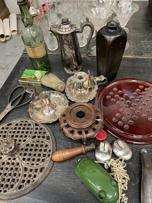 Lot 138 - Sundry works of art including metalwares, ceramic solitaire board, other items