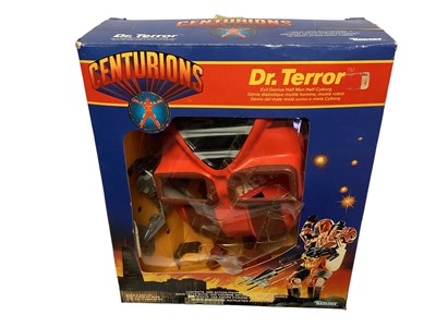 Lot 1814 - Kenner (c1987) Centurions Depth Charger, Dr. Terror & Hacker his Henchman (Both Half Man & Half Cyborg) Action Figures & Helmet, all boxed (Boxes worn & Dr Terror window damaged) (3)