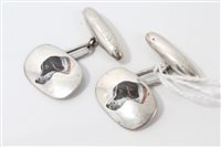 Lot 3300 - Pair white metal cufflinks with enamel...