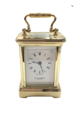 Lot 345 - Miniature brass carriage clock by David Peterson, England