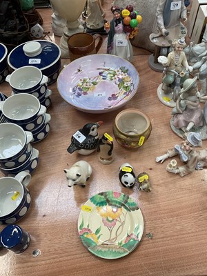 Lot 478 - Clarice Cliff tea plate, Royal Doulton figure HN 1842, Royal Worcester blush bowl and other ceramics.