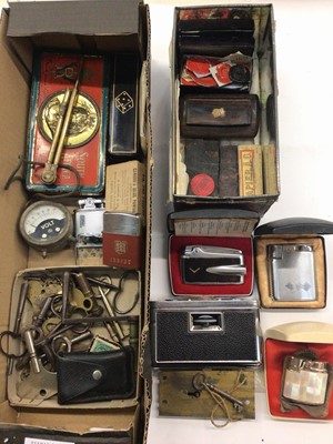 Lot 346 - Group of lighters, clock winding keys, wax seal impressions and sundries