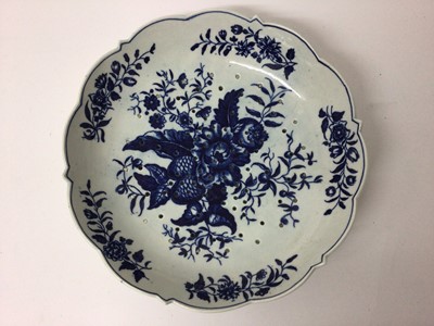 Lot 85 - Worcester blue printed Pinecone pattern cress dish, circa 1775. Provenance; Godden Reference Collection