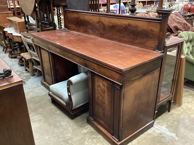 Lot 1236 - Victorian mahogany twin pedestal sideboard with raised ledge back and two panelled doors below, 199cm wide, 63cm deep, 134cm high