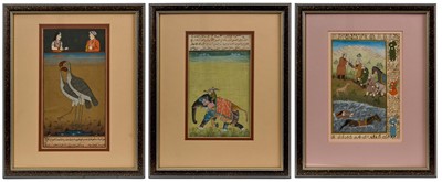 Lot 929 - Three antique Indo-Persian illuminated manuscript leaves