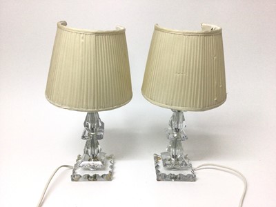 Lot 92 - Pair of Baccarat cut glass table lamps