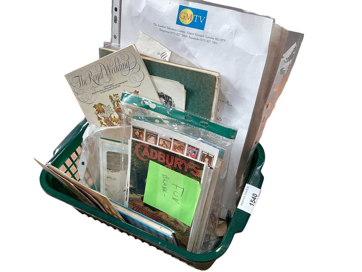 Lot 125 - Box of ephemera, including a manuscript book