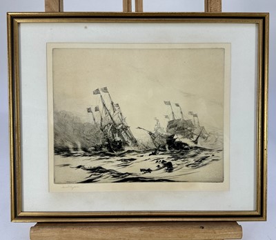 Lot 14 - Harold Wyllie (1880-1973) signed etching - Battle of Quiberon Bay, 22cm x 26.5cm, in glazed gilt frame