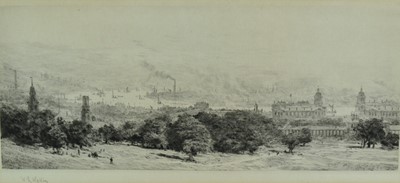 Lot 1176 - William Lionel Wyllie (1851-1931) signed etching - Greenwich Park, 15.5cm x 37cm, in glazed frame