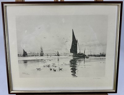 Lot 188 - William Lionel Wyllie (1851-1931) signed print - 'Off Tilbury Docks', 25cm x 31cm, in glazed frame