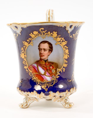 Lot 100 - Meissen cabinet cup, finely painted with a portrait, probably of Kaiser Wilhelm II, circa 1890