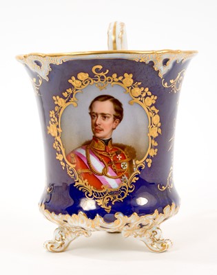 Lot 48 - Meissen cabinet cup, finely painted with a portrait, probably of Kaiser Wilhelm II, circa 1890