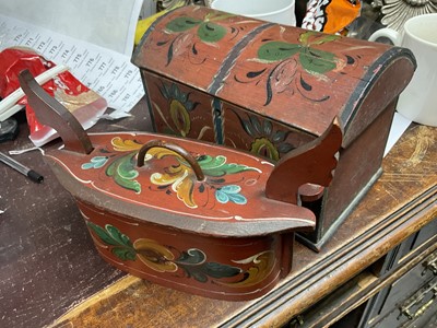 Lot 802 - Two 19th century continental painted wooden boxes