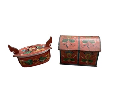 Lot 255 - Two 19th century continental painted wooden boxes