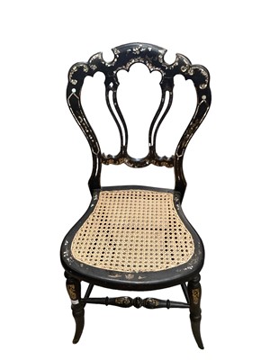 Lot 1254 - Victorian mother of pearl inlaid chair with cane seat