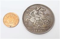 Lot 3310 - Gold Half Sovereign - 1899, plus a Crown - 1891