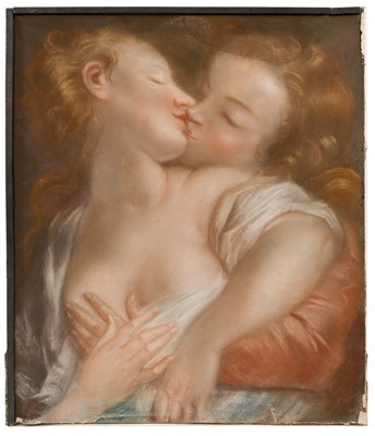 Lot 937 - 18th century Continental pastel, Lovers, 41 x 35cm