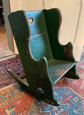 Lot 1538 - 19th century Irish child's green painted rocking chair