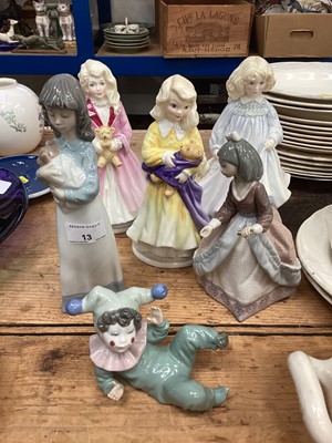 Lot 13 - Lladro porcelain figure, two Nao porcelain figures and three Royal Doulton figures (6)