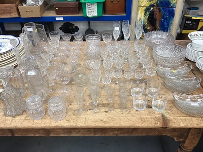 Lot 15 - Collection of Victorian and later glassware including Champagne coupes,cut glass table service , cut glass bowls etc