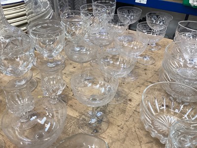 Lot 15 - Collection of Victorian and later glassware including Champagne coupes,cut glass table service , cut glass bowls etc