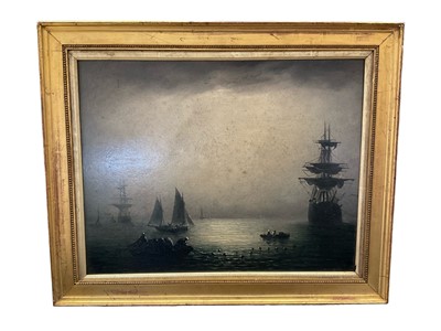 Lot 201 - Early 20th century oil on board, Moonlit marine scene, 26 x 33cm, framed