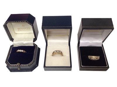 Lot 210 - Three 9ct gold diamond set rings