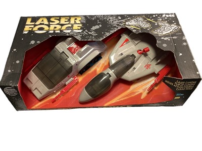 Lot 12 - American Plastic Toys Inc Vintage Laser Force Space Plane & Land Craft, in cut out card box No.945 (1)