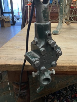 Lot 1540 - ‘Mek Eleck’ industrial clamp light with green enamel shade, c1950