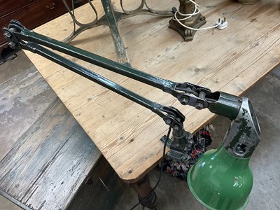 Lot 1540 - ‘Mek Eleck’ industrial clamp light with green enamel shade, c1950
