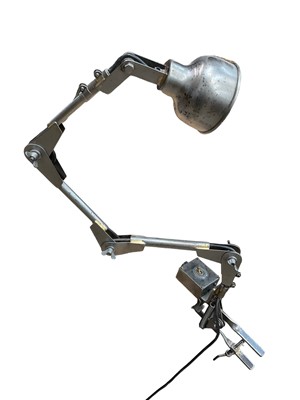 Lot 1541 - Autex industrial clamp light in burnished steel, 1950s