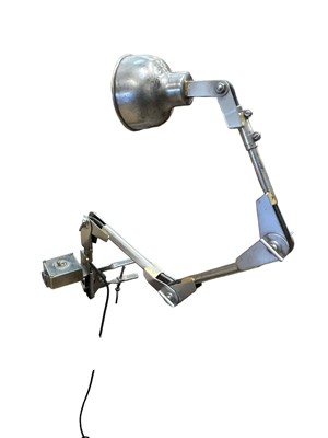 Lot 1541 - Autex industrial clamp light in burnished steel, 1950s