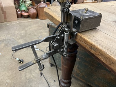 Lot 1541 - Autex industrial clamp light in burnished steel, 1950s