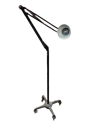 Lot 1542 - Black painted, c1940, Anglepoise floor, or trolley lamp