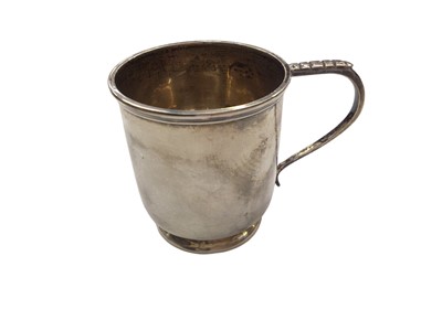 Lot 1057 - 1930s plain silver christening mug