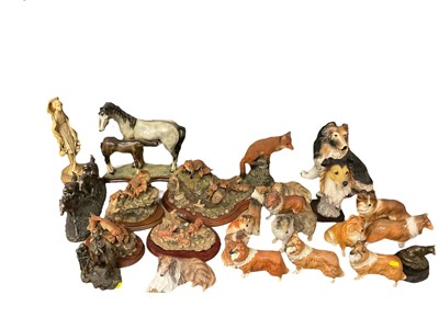 Lot 236 - Collection of ornaments to include Beswick Lochinavar of Lady Park, other Beswick dogs, Border Fine Arts foxes, and various ornaments