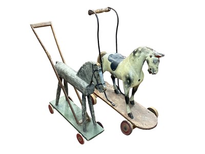 Lot 1550 - Late 19th century painted wooden toy horse and another