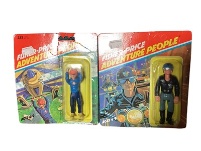 Lot 75 - Fisher-Price (c1979) Adventure People 3 3/4" action figures including Stuntman No.388, Frogman No.384, Paramedic No.383, Highway Trooper No.373,  all on unpunched card with bubblepack & Daredevil S...