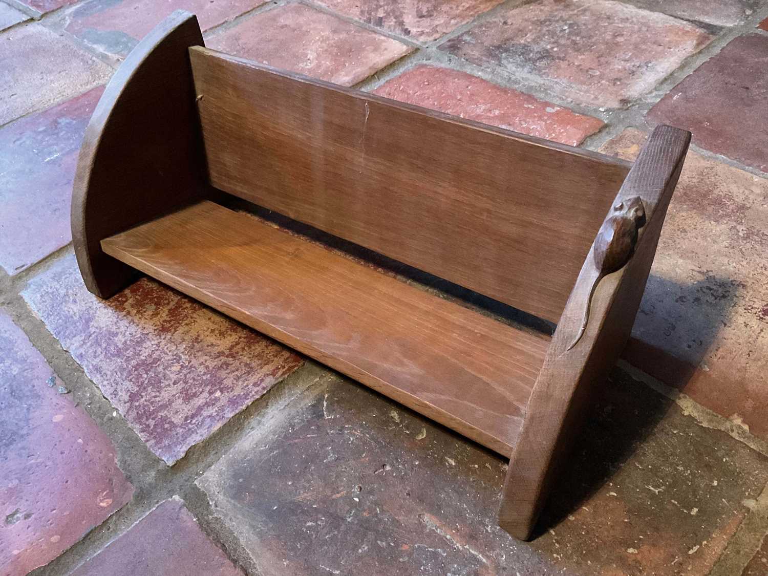 Lot 1556 - Mid 20th century oak book trough by Robert ‘Mouseman’ Thompson