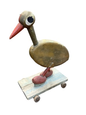 Lot 1557 - Scratch built toy goose on wheels in a Disneyesque style