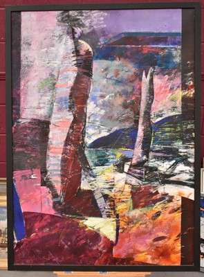 Lot 1570 - Hugh Davies (b.1945) acrylic on canvas - Where Mariners Remain, 4.5ft x 3.4ft.