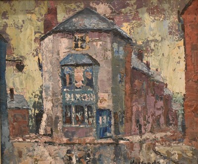 Lot 1573 - Attributed to James Neal (1918-2011) oil on board - Back Street of Hull, 1.3ft x 1.6ft