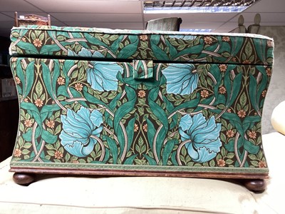 Lot 1316 - Victorian ottoman with William Morris style fabric, 77cm wide, 55cm deep, 46cm high