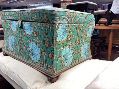 Lot 1316 - Victorian ottoman with William Morris style fabric, 77cm wide, 55cm deep, 46cm high