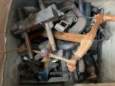 Lot 621 - Box of vintage wooden tools