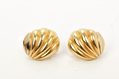 Lot 516 - Pair of 1980s Italian 18ct gold earrings (London 1985)