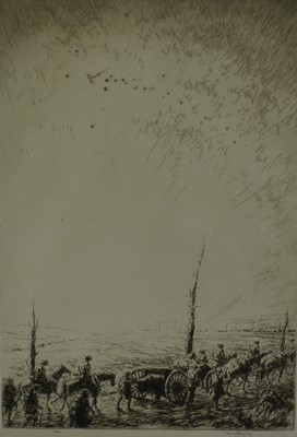 Lot 1133 - Kerr Eby (1890-1946) pencil signed etching - Scout Planes at Dawn, 33cm x 22cm, in glazed frame