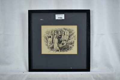 Lot 1162 - Arthur Hughes (1832-1915) pen and ink, title vignette 'To Esther and Other Sketches', by Anne Thackeray, 1876 edition, signed with monogram, framed