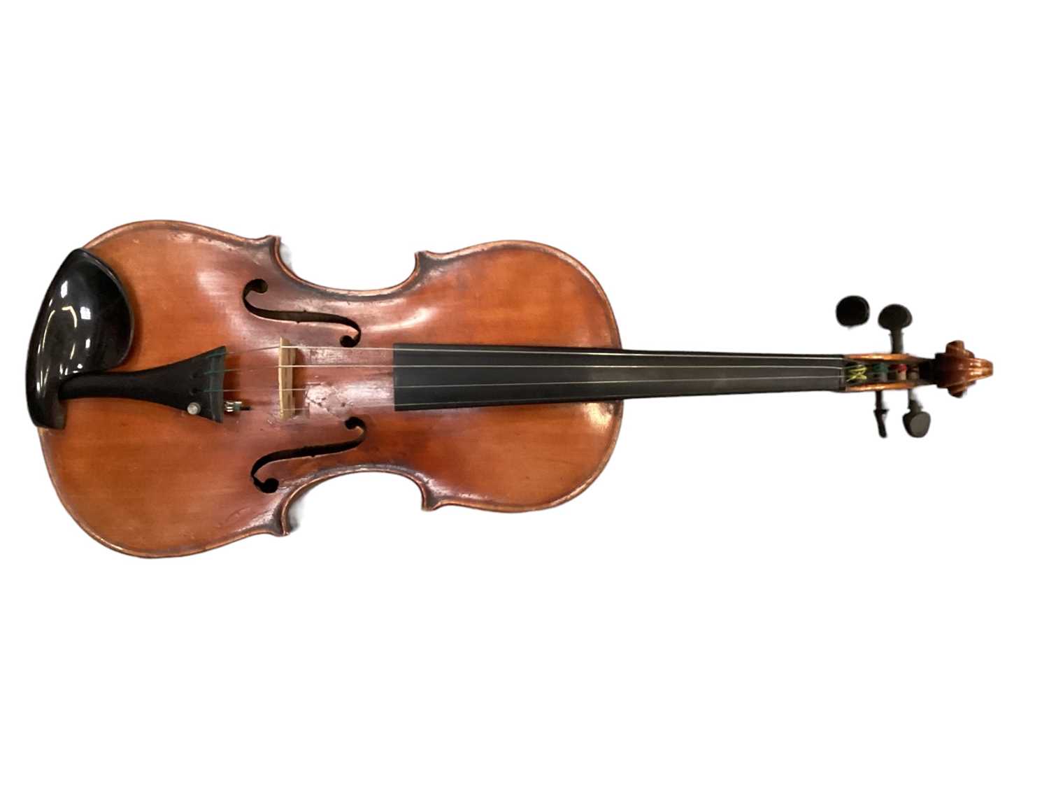 Lot 2231 - Vintage violin with two bows and wooden case
